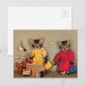 Carte Postale shopping tabby kitten et caisson tabby kitten (Devant / Derrière)