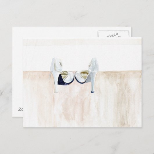 Carte Postale Showcase de chaussures : errer en blanc (Devant / Derrière)