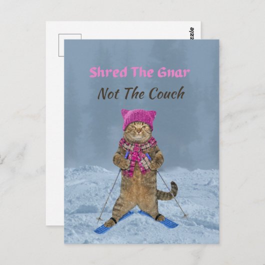 Carte postale, Shred Gnar Ski Cat (Devant / Derrière)