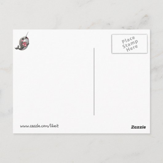 Carte Postale Shy Narwhal avec Donut (Dos)