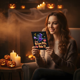Carte Postale Si Le Broom Convient À Ride Il Halloween sorcière