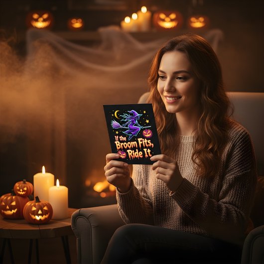 Carte Postale Si Le Broom Convient À Ride Il Halloween sorcière 