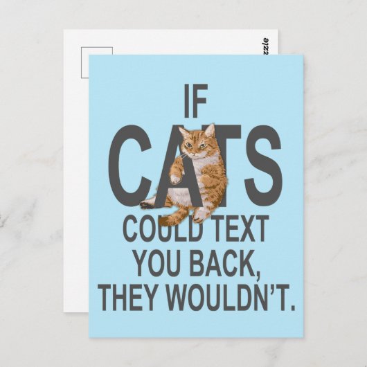 Carte Postale Si les chats pouvaient vous répondre par SMS, ça n (Devant / Derrière)