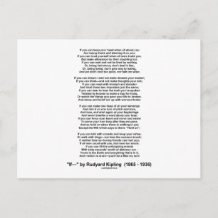 Carte Postale Si Poème De Rudyard Kipling (Poème Inspirationnel)
