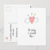 Carte Postale Si seulement je pouvais voler... Câlin à distance  (Devant / Derrière)