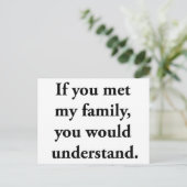 Carte Postale Si Tu Rencontrais Ma Famille, Tu Comprendrais (Debout devant)