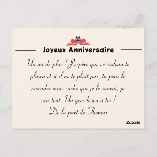 Carte Postale Si tu vends je saurais - Édition Bday (Dos)