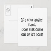 Carte Postale Si une vache rit fort (Devant / Derrière)