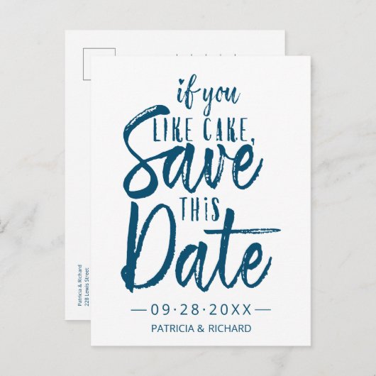 Carte Postale Si Vous Aimez Gâteau Enregistrer Cette Date Mariag (Devant / Derrière)