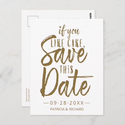 Carte Postale Si Vous Aimez Gâteau Enregistrer Cette Date Mariag (Devant / Derrière)