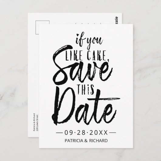 Carte Postale Si Vous Aimez Gâteau Enregistrer Cette Date Mariag (Devant / Derrière)