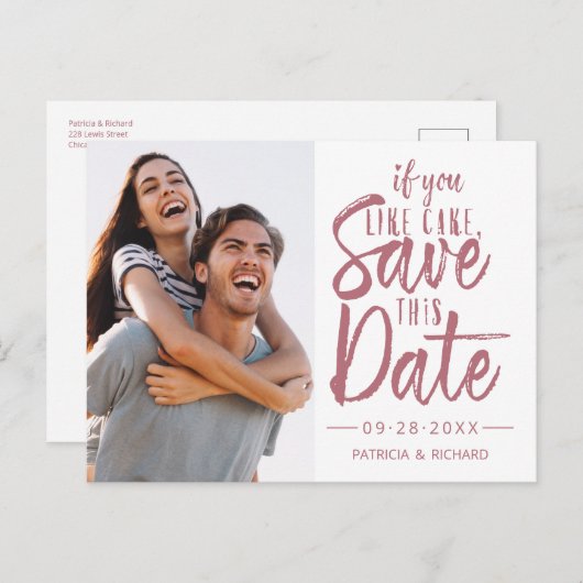 Carte Postale Si Vous Aimez Gâteau Enregistrer Cette Date Photo (Devant / Derrière)
