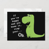 Carte Postale Si vous êtes heureux Clap T Rex Dinosaur drôle Car (Devant / Derrière)