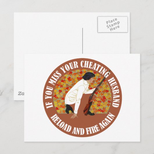 Carte Postale Si vous manquez votre mari tricheur, recharger et  (Devant / Derrière)