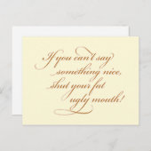 Carte Postale Si vous ne pouvez rien dire de gentil... (Devant / Derrière)