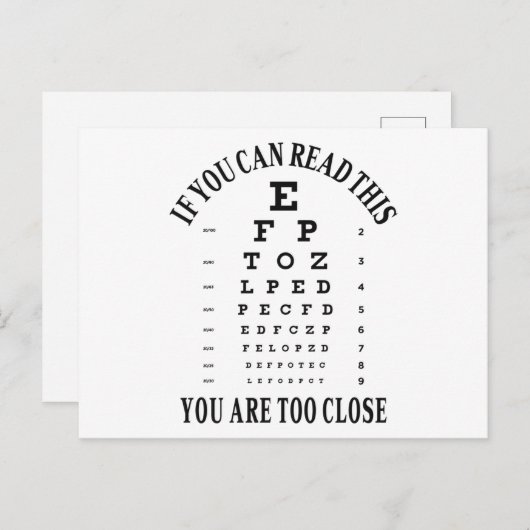 Carte Postale Si vous pouvez lire ceci vous êtes trop près (Devant / Derrière)