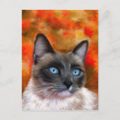 Carte Postale Siamese Cat Art Fire and Ice paint (Devant)