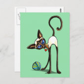 Carte Postale Siamese Cat Yarn Thief (Devant / Derrière)