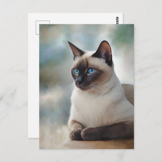 Carte Postale Siamese Chat 749 Art numérique (Devant / Derrière)