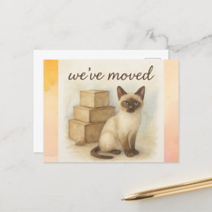 Carte Postale Siamese Chat Moving House faire-part