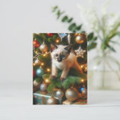 Carte Postale Siamese Kitten Noël (Debout devant)