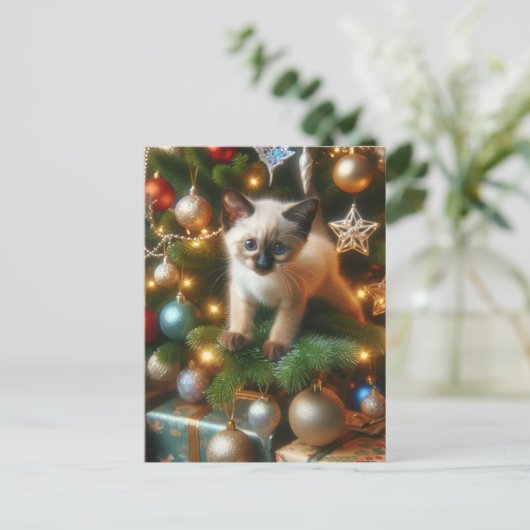 Carte Postale Siamese Kitten Noël (Debout devant)