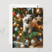Carte Postale Siamese Kitten Noël (Devant / Derrière)