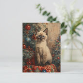 Carte Postale Siamese Kitten Noël Chat Vintage (Debout devant)