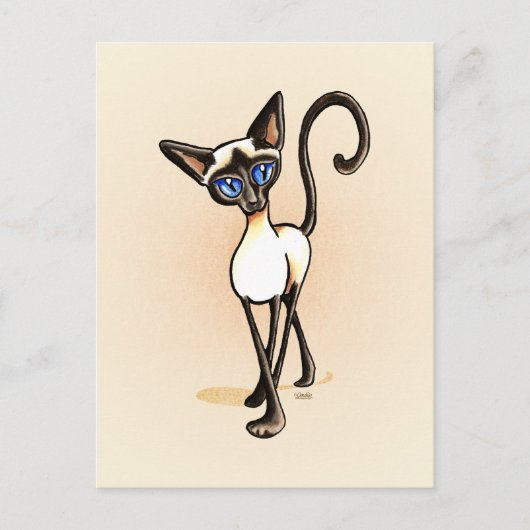 Carte Postale Siamese Seal Point Crosswalk Off-Leash (Devant)