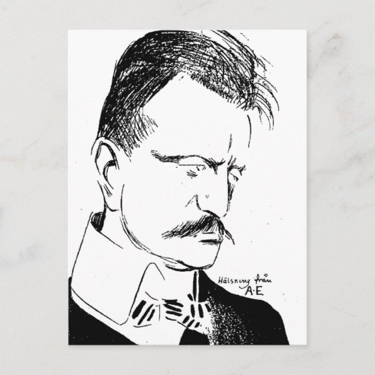 Carte Postale Sibelius : croquis d'Albert Engström (1904) (Devant)