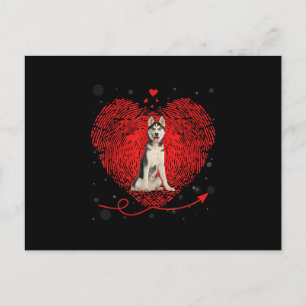 Carte Postale Siberian Husky Heart Love   Funny Valentin