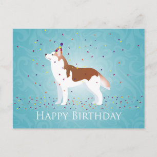 Carte Postale Sibérie Husky - Rouge - Joyeux design d'anniversai