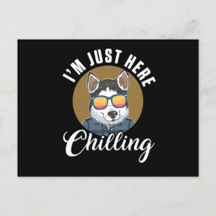 Carte Postale Sibérien Husky Je Suis Juste Ici Chilling Chien ra