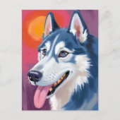 Carte Postale Sibérien Husky | Tableau Portrait de chien (Devant)