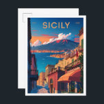 Carte Postale Sicile Italie Vintage voyage d'art Illustration<br><div class="desc">Sicile Italie Art Vintage lieu de voyage illustration</div>