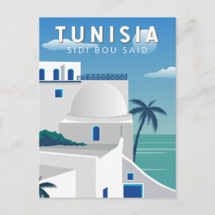 Carte Postale Sidi Bou Dit Tunisie Retro Voyage Art Vintage