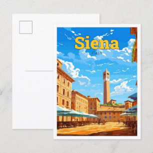 Carte Postale Siena Italie Voyage Art Vintage Illustration