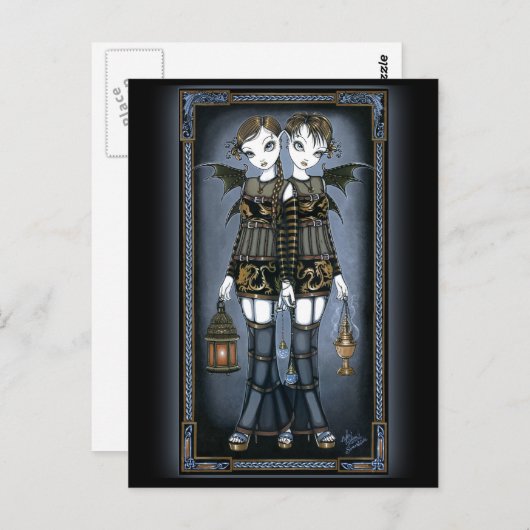 Carte postale "Sienna & Celeste" Dragon Twin Fairi (Devant / Derrière)