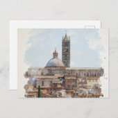 Carte Postale Sienne Italie Aquarelle Art (Devant / Derrière)