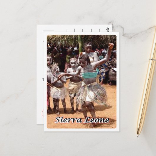 Carte Postale Sierra Leone - La danse du Koindu - (Devant/Arrière en situation)