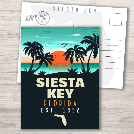 Carte Postale Siesta Key Florida Beach Retro Sunset Souvenirs