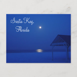 Carte Postale Siesta Key, Floride - pleine lune au-dessus du gol
