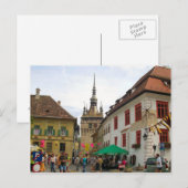 Carte Postale Sighisoara, Coloktower et touristes (Devant / Derrière)