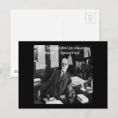 Carte Postale Sigmund Freud Dans Son Bureau & Citation de Chat D (Devant / Derrière)