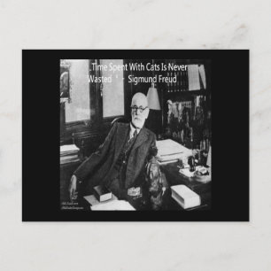 Carte Postale Sigmund Freud Dans Son Bureau & Citation de Chat D