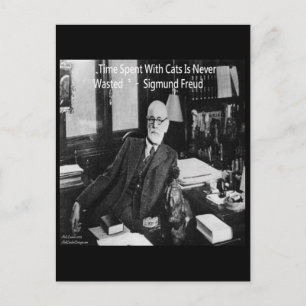 Carte Postale Sigmund Freud Dans Son Bureau & Citation de Chat D