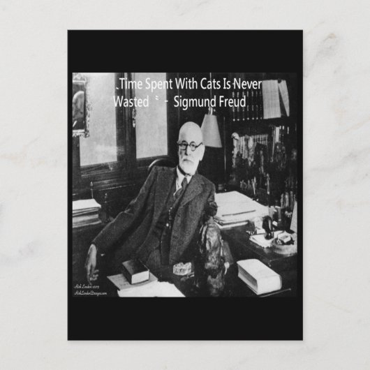 Carte Postale Sigmund Freud Dans Son Bureau & Citation de Chat D (Devant)