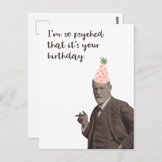 Carte Postale Sigmund Freud Funny Psyché Anniversaire (Devant / Derrière)