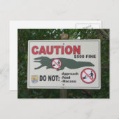 Carte postale Signal Alligators de prudence (Devant / Derrière)