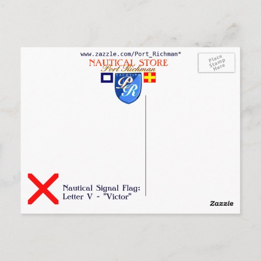 Carte Postale Signal Alphabet Nautique Signal V (Dos)